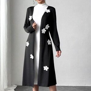 Floral Black Long Coat